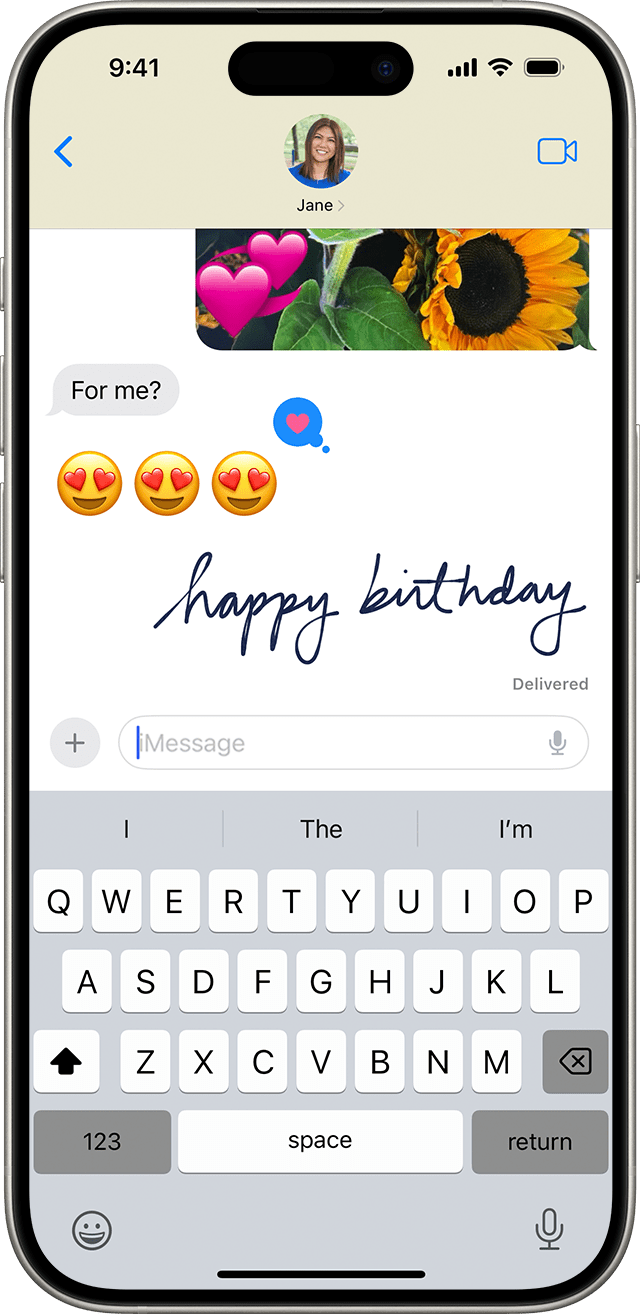 An iPhone showing a handwritten note in Messages