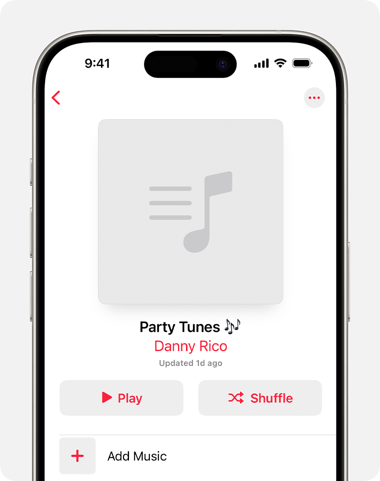 An iPhone showing a new playlist created