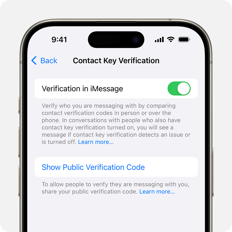 About iMessage Contact Key Verification - Apple Support