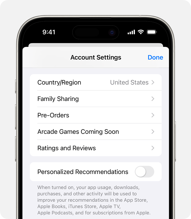 iPhone showing Pre-Orders in Account Settings