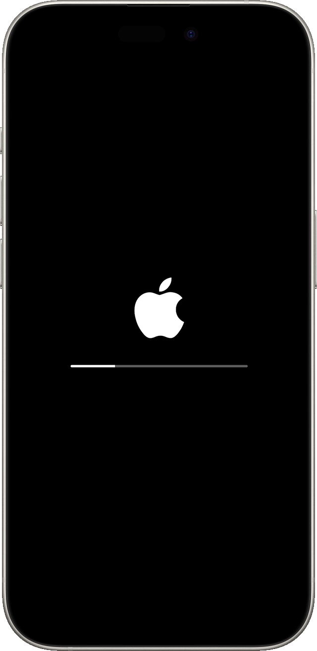 Ein iPhone mit dem Apple-Logo und dem Statusbalken für das Update