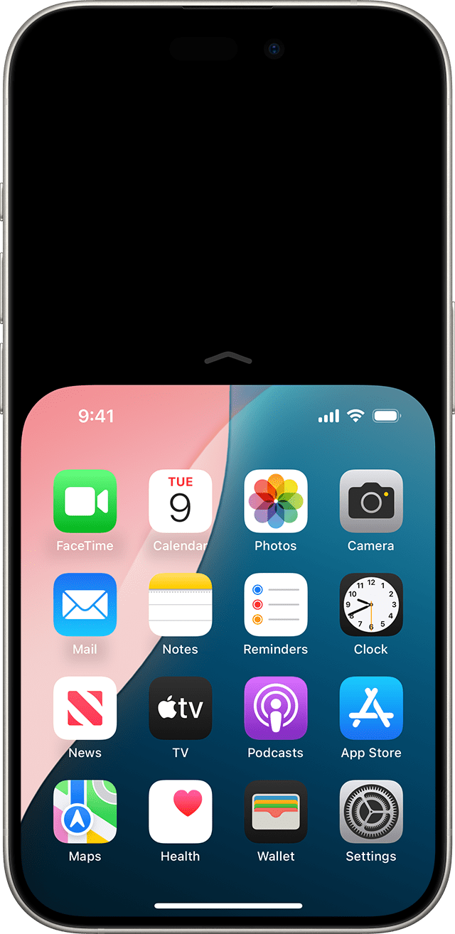 screen showing reachability being used on iPhone