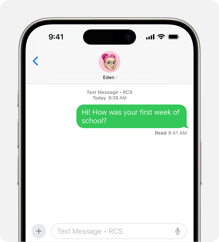 Voit lähettää iPhonella iOS 18:ssa RCS-viestejä. Nämä näkyvät vihreissä kuplissa.