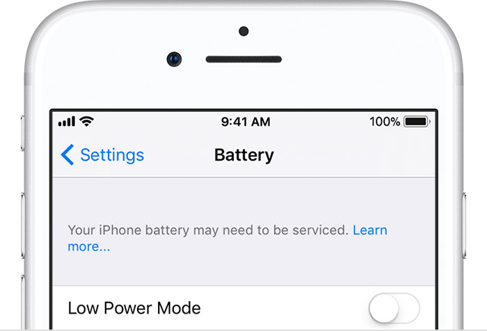 Battery settings in iPhone