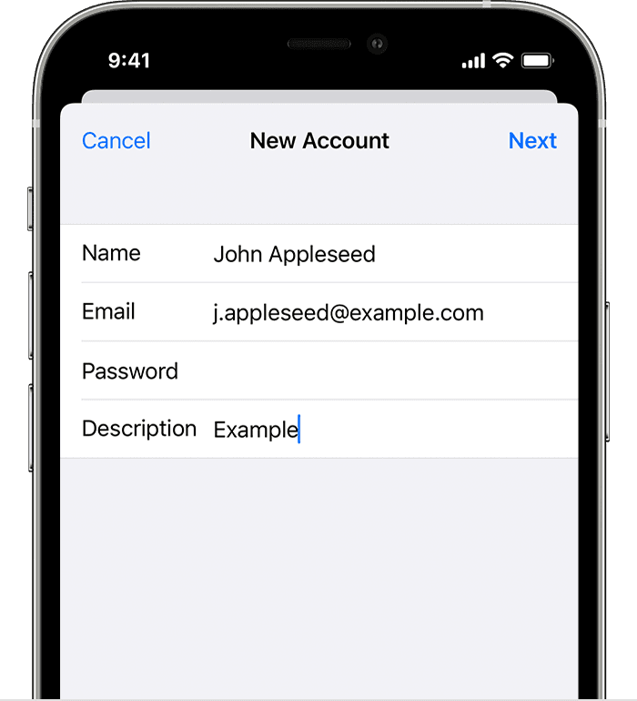 On your iPhone, you will need to tướng enter trương mục details manually if you try to tướng mix up an trương mục from a less common tin nhắn provider.