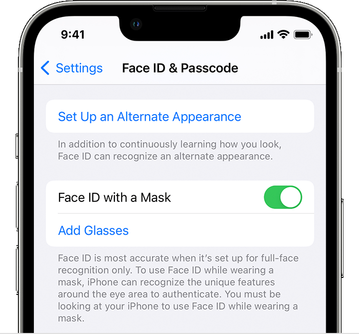 Use Face ID while wearing a mask Apple Support CA