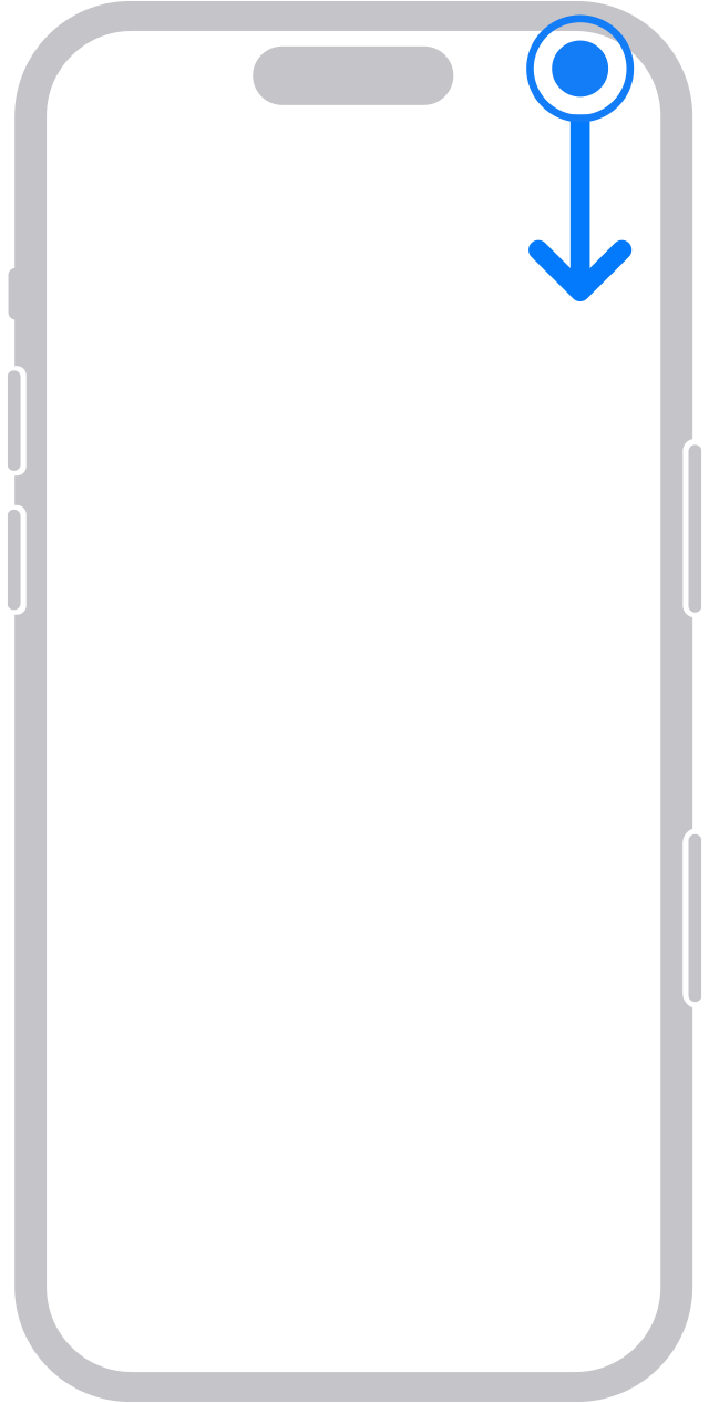 Balayez le coin supérieur droit de l’écran de l’iPhone vers le bas.
