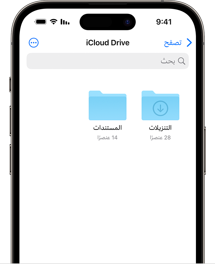An iPhone showing the iCloud Drive folders in the Files app. The Downloads folder is listed.