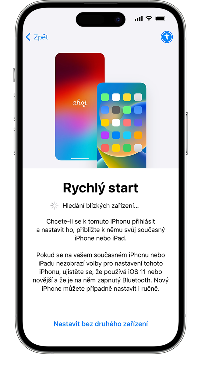 Pokud svůj starý telefon umístíte poblíž nového zařízení iPhone, pomůže vám aplikace „Přechod na iOS“ bezdrátově přenášet data.