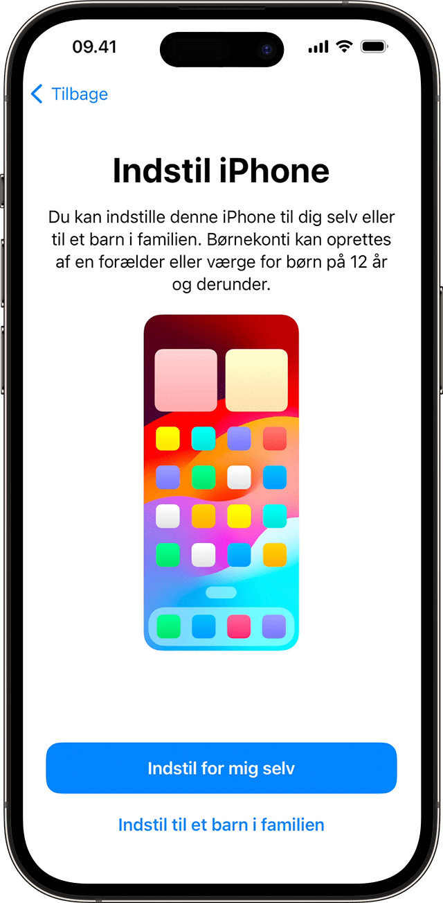 Under konfigurationen af din iPhone i iOS 17 kan du vælge, om den nye telefon er til dig eller til et barn i din familie.
