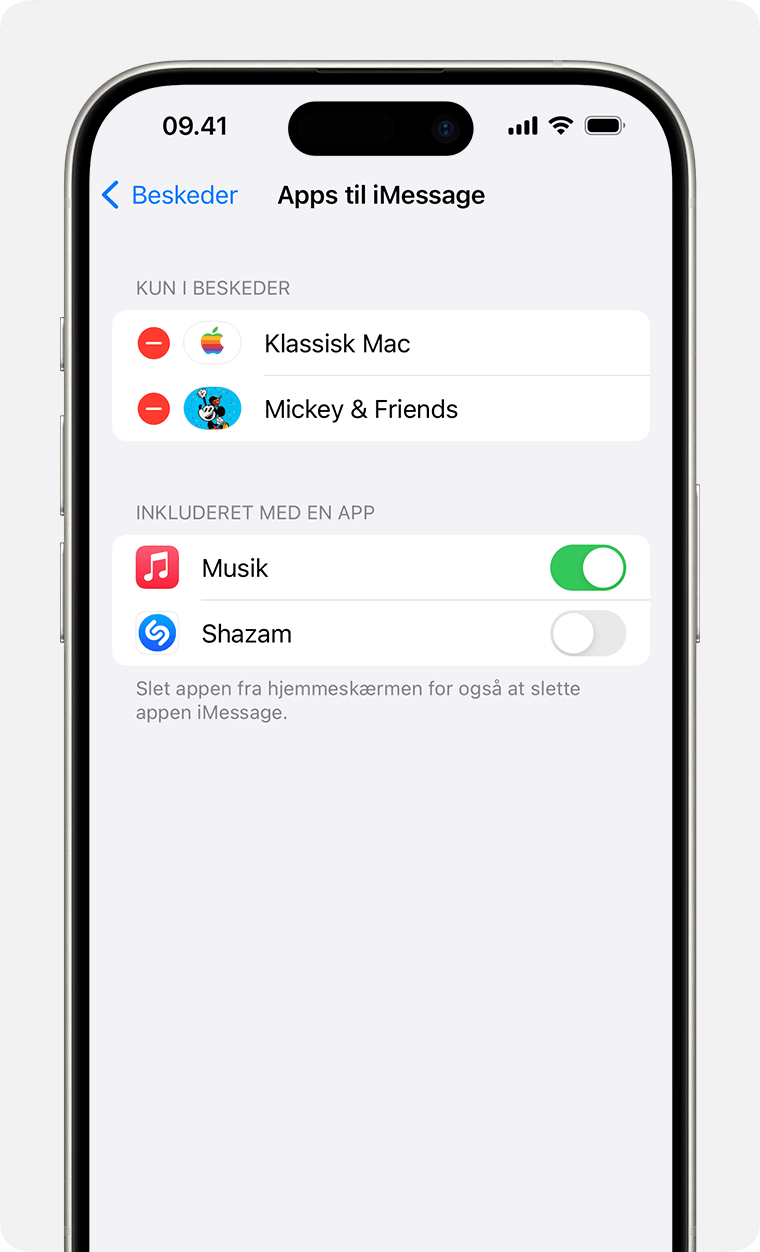 En iPhone med visning af, hvordan du aktiverer eller deaktiverer iMessage-apps