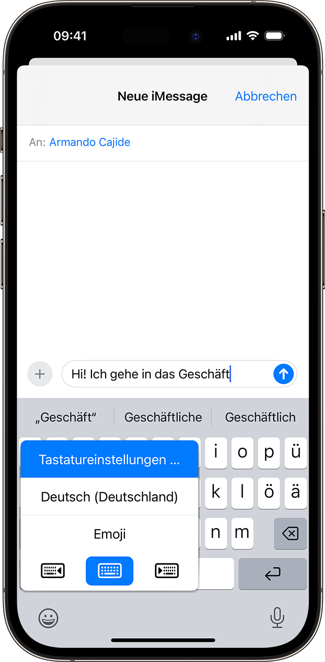 iPhone-Bildschirm mit Tastatureinstellungen für Vorschläge.