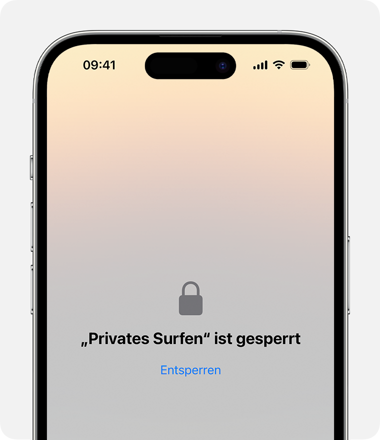 Ein gesperrtes privates Fenster in Safari auf einem iPhone.