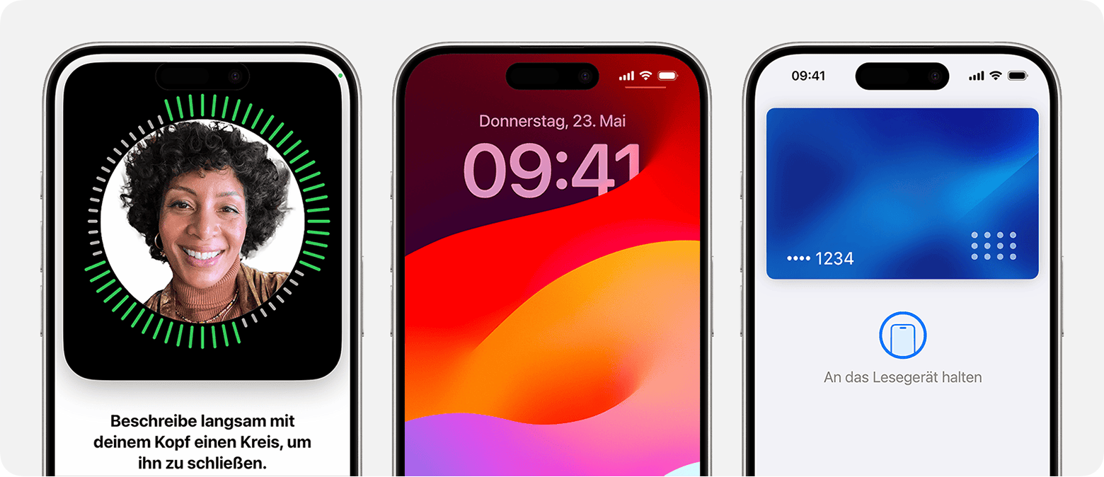 Einige der Möglichkeiten, Face ID auf dem iPhone zu nutzen: Funktion einrichten, iPhone entsperren und Transaktionen authentifizieren