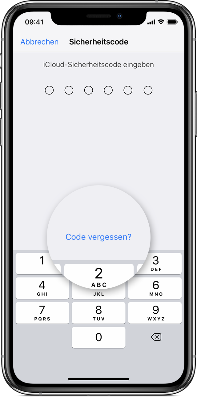 iPhone showing Security Code screen