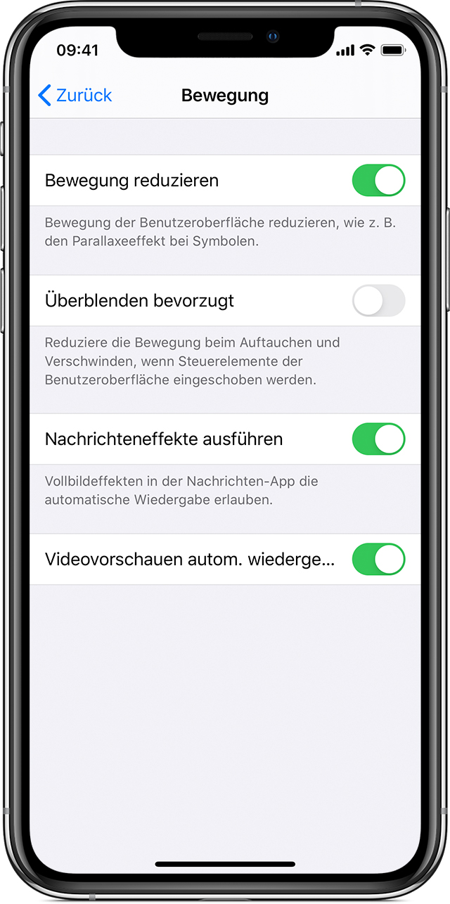 Ein iPhone mit aktivierter Funktion „Bewegung reduzieren“