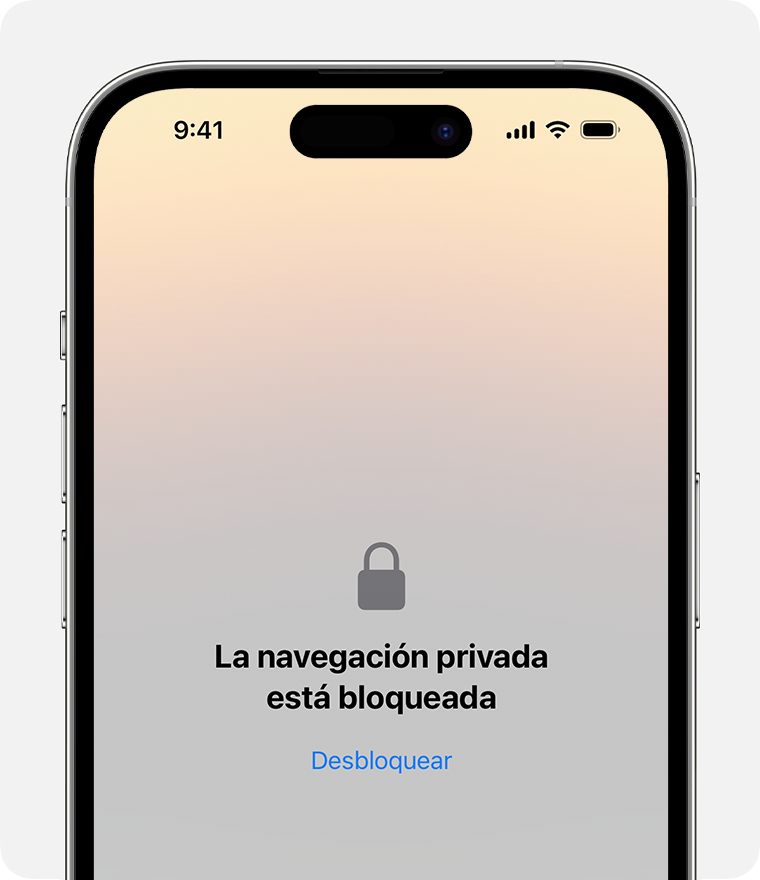 Una ventana privada bloqueada en Safari en el iPhone.