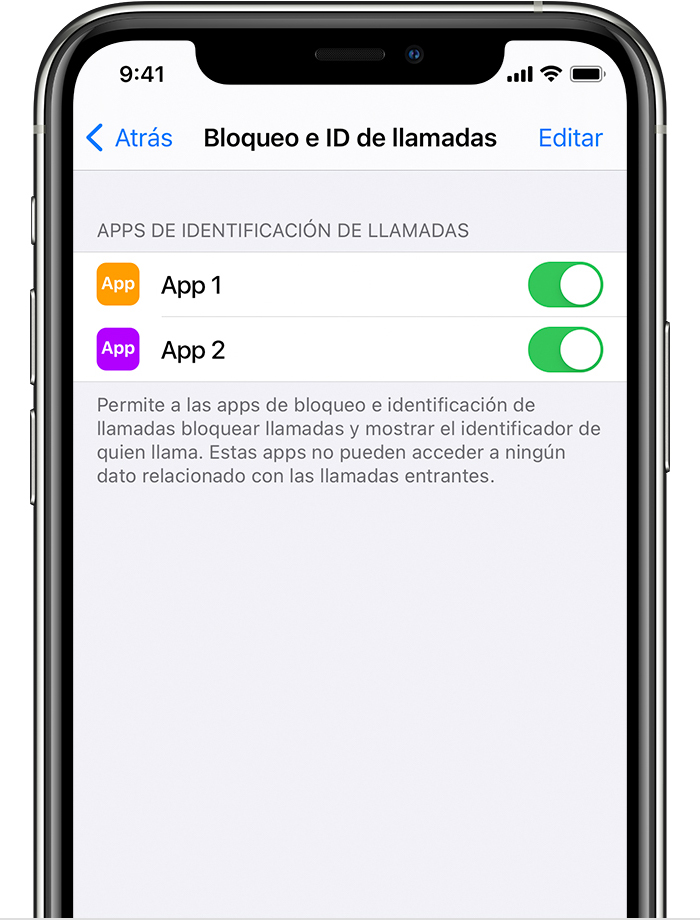 iPhone que muestra cómo configurar una app para filtrar llamadas no deseadas