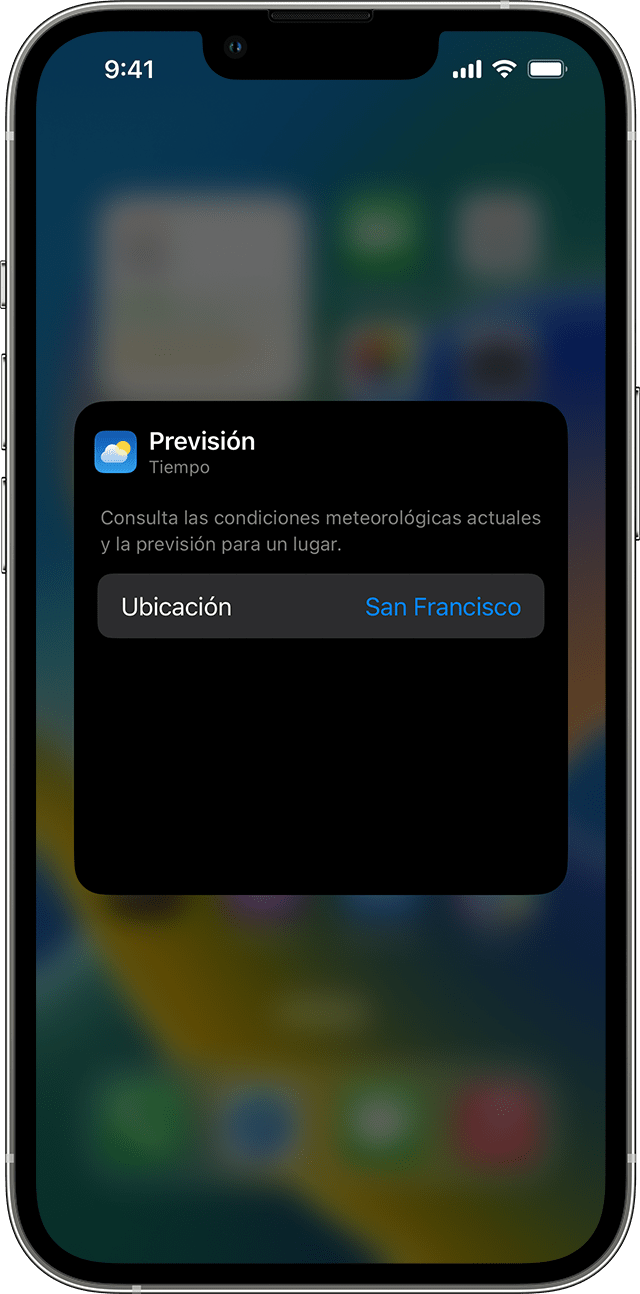 Un iPhone que muestra cómo se edita un widget