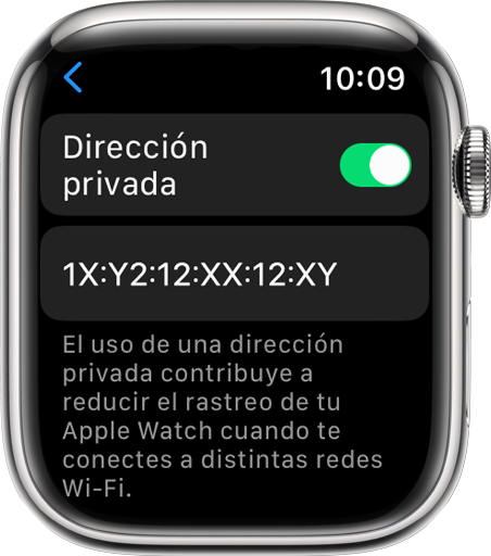 On Apple Watch, turn Private Address on or off