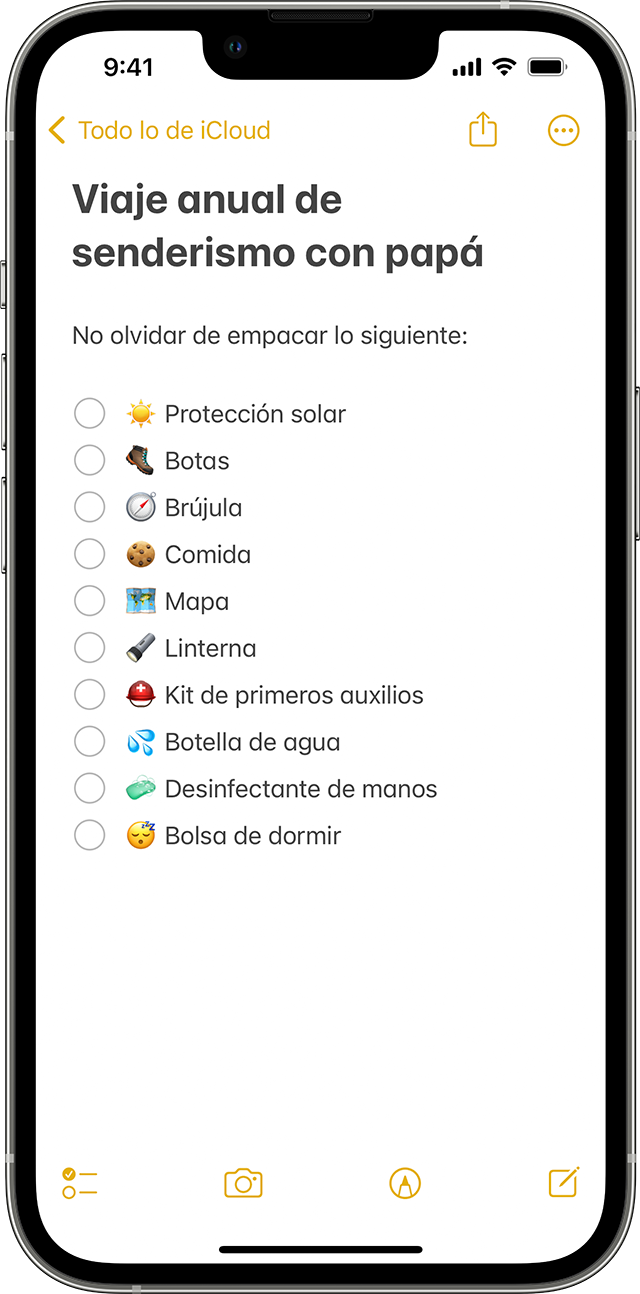 iPhone en el que se muestra cómo crear una lista de tareas pendientes