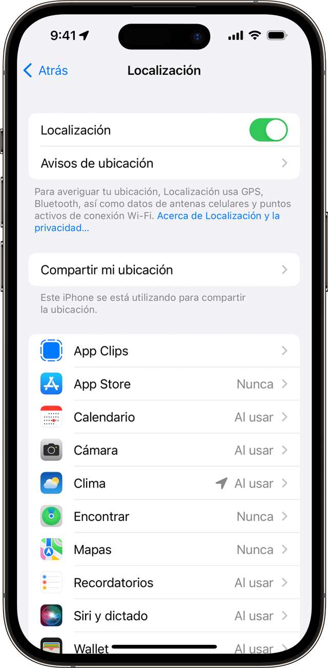 Configuración de Localización en el iPhone