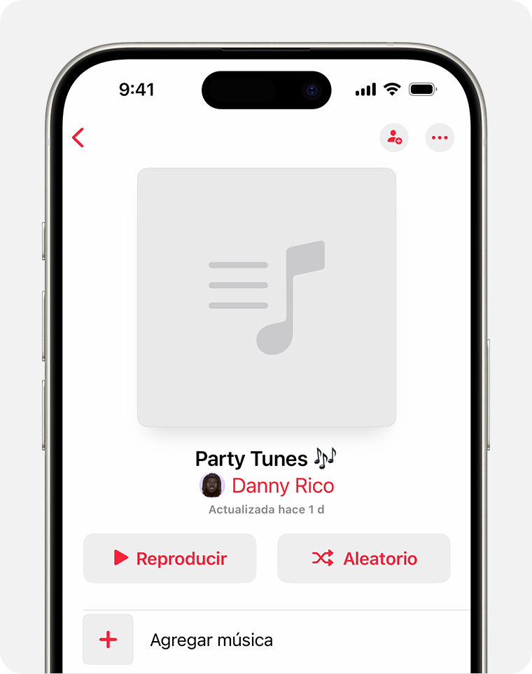 Un iPhone en el que se muestra una nueva playlist creada