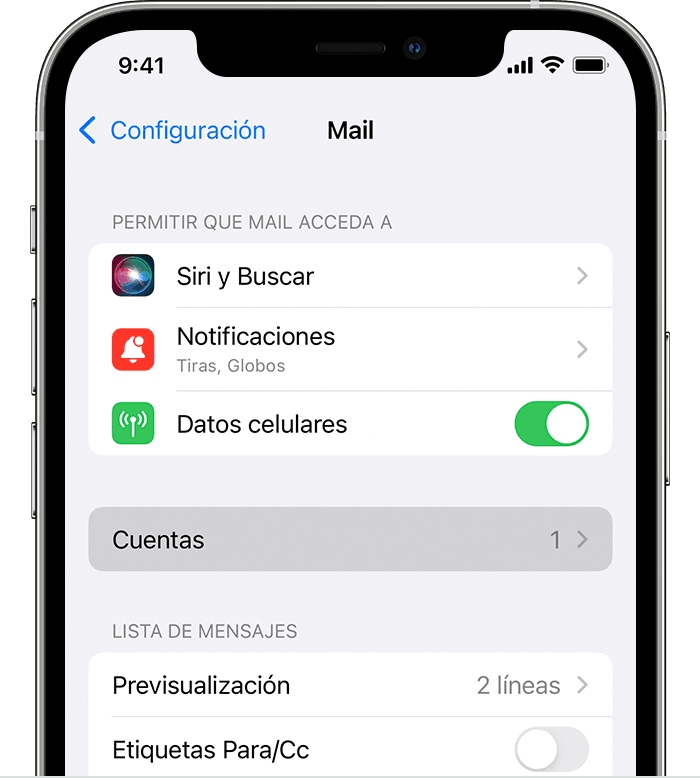 Ve a Configuración > Mail para comenzar a configurar la cuenta de correo electrónico de forma automática en el iPhone.