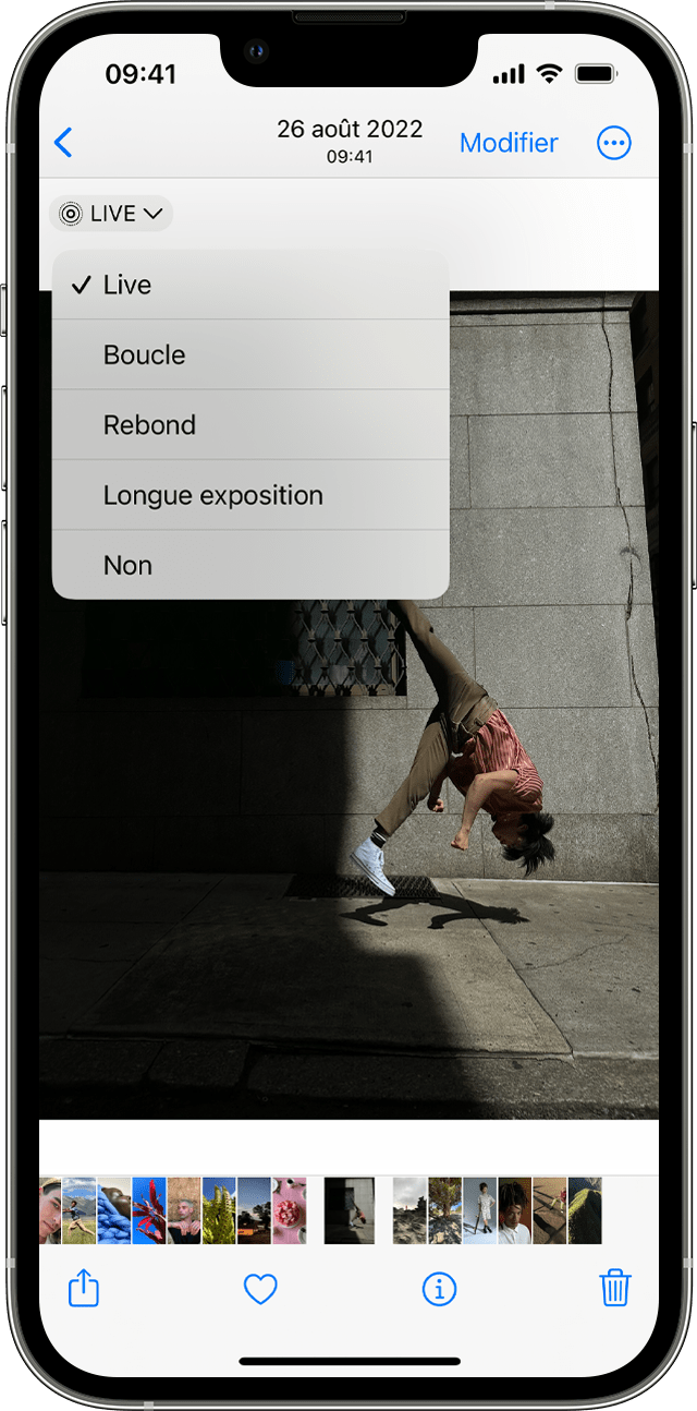 Vous pouvez ajouter d’autres effets sur vos Live Photos ou les changer en photos normales dans l’app Photos.