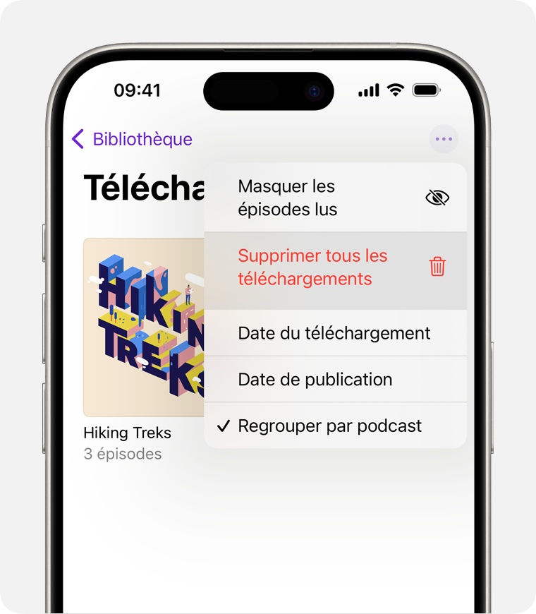 L’option Supprimer tous les téléchargements sur iPhone.