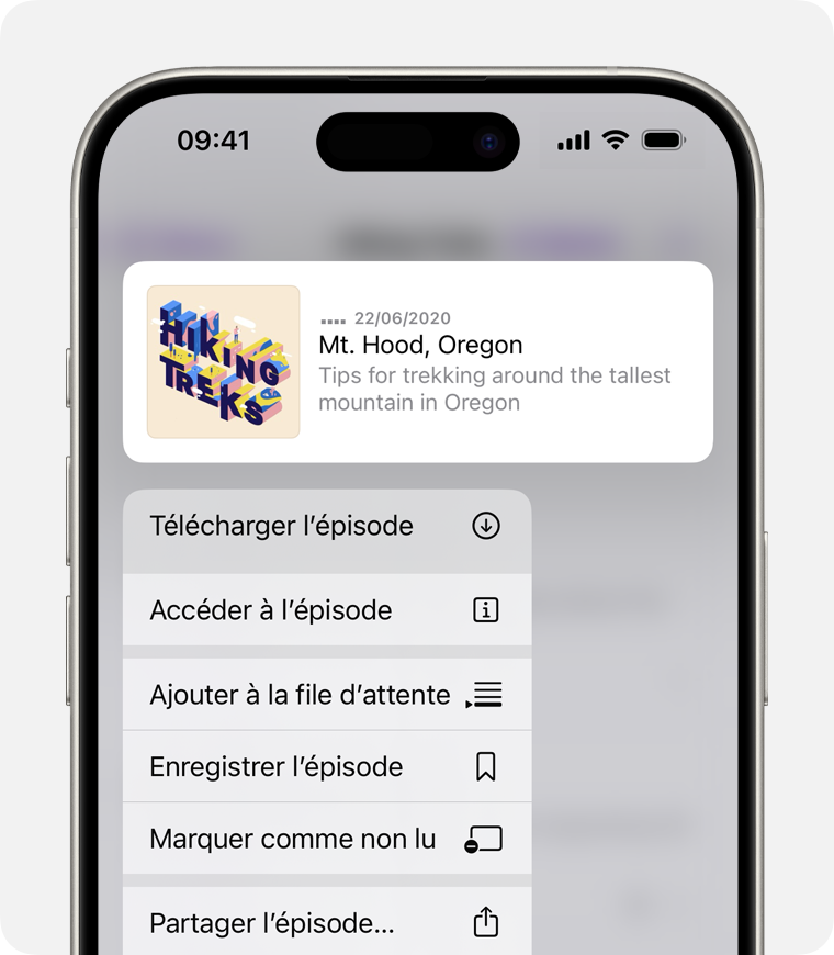 L’option Télécharger l’épisode sur un iPhone.