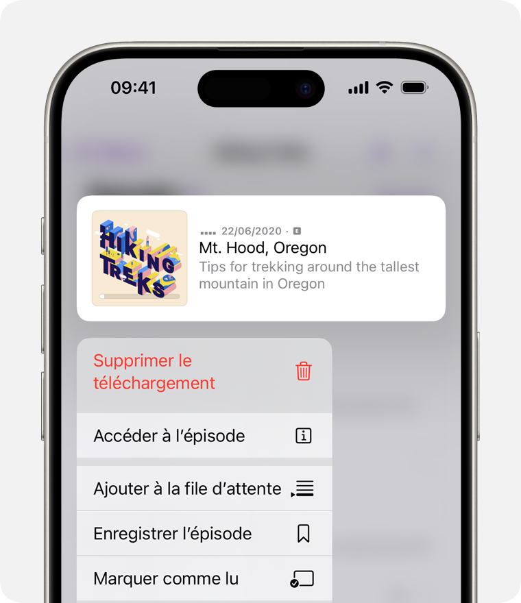 L'option Supprimer le téléchargement sur iPhone.