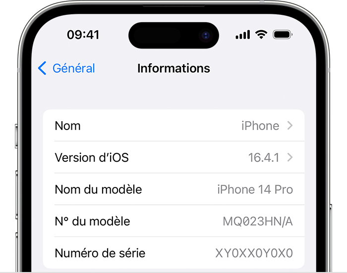 L’écran « Informations » sur l’iPhone