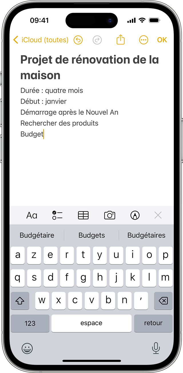 iPhone montrant comment créer une note dans l’app Notes.