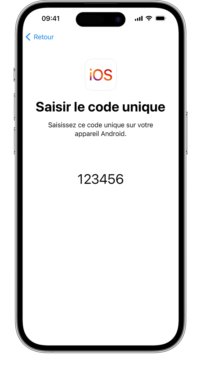 Un code à usage unique confirme que les deux appareils sont connectés.