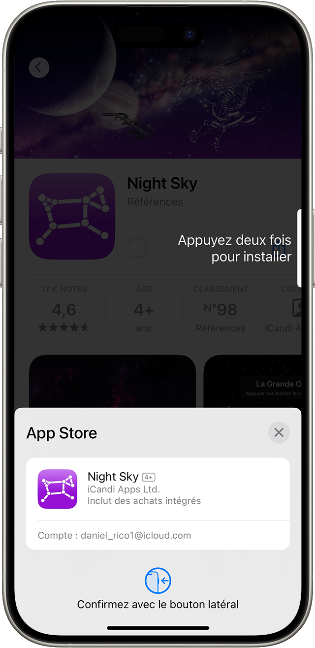 Confirmer un achat dans l’App Store sur l’iPhone