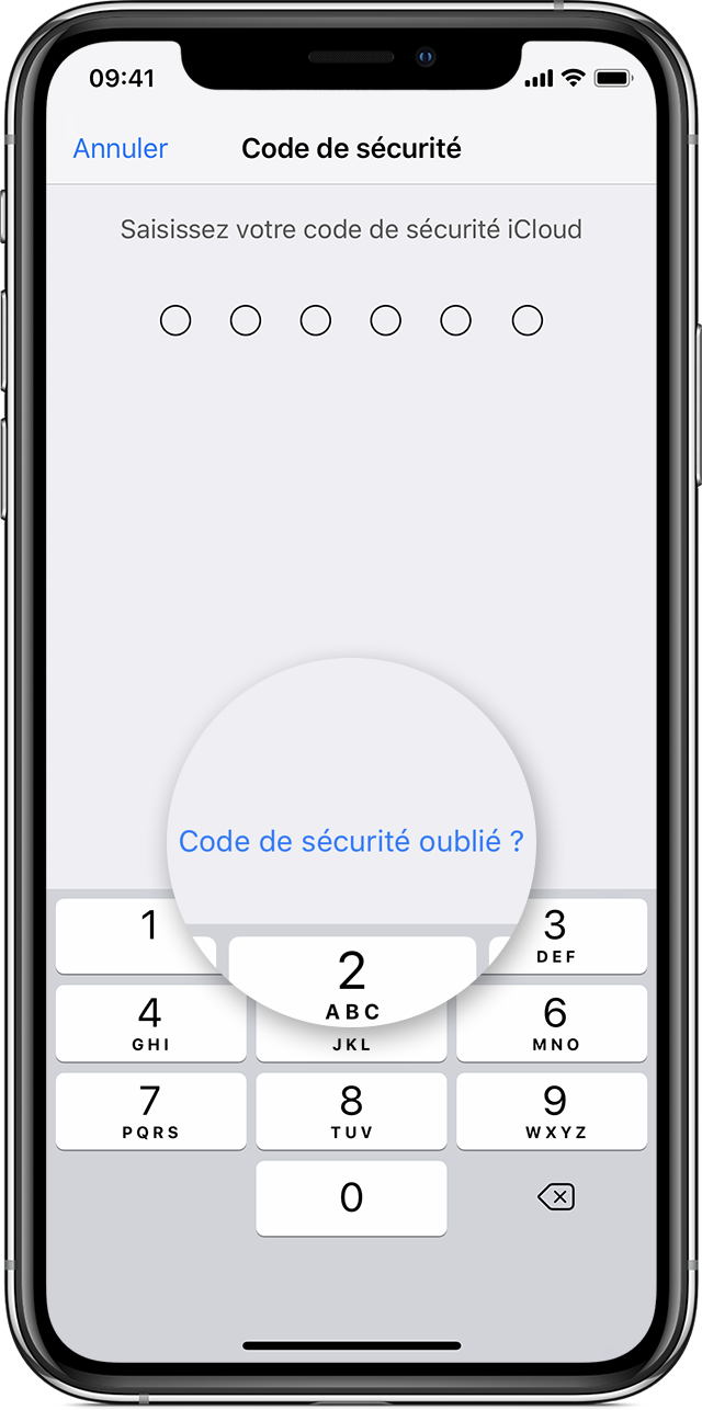 iPhone showing Security Code screen