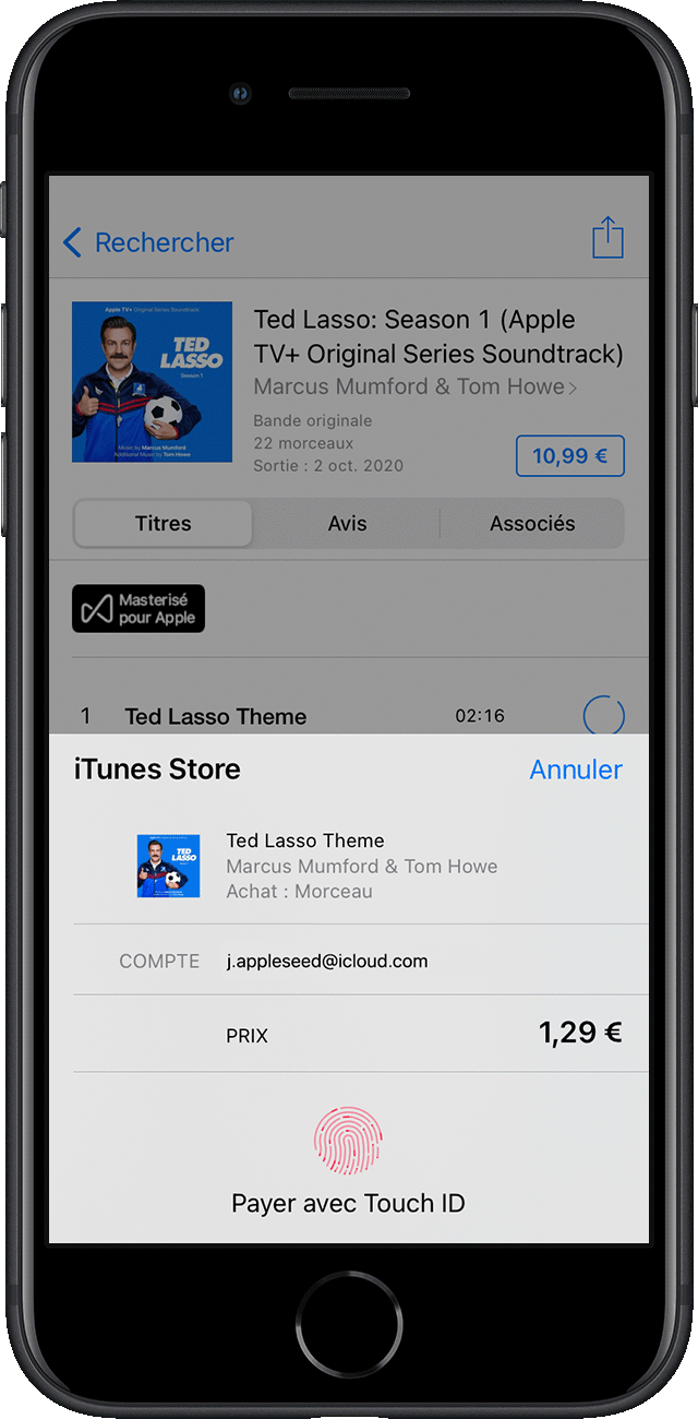Régler des achats avec Touch ID sur iPhone SE sous iOS 15