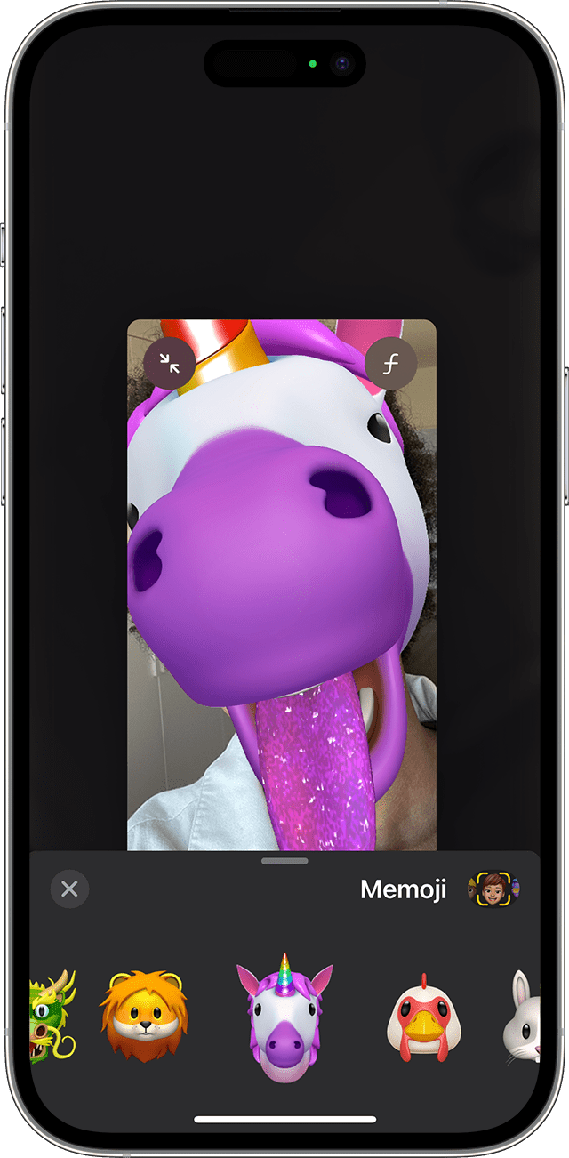 iPhone שמראה איך להשתמש ב-Memoji מונפש ב-FaceTime