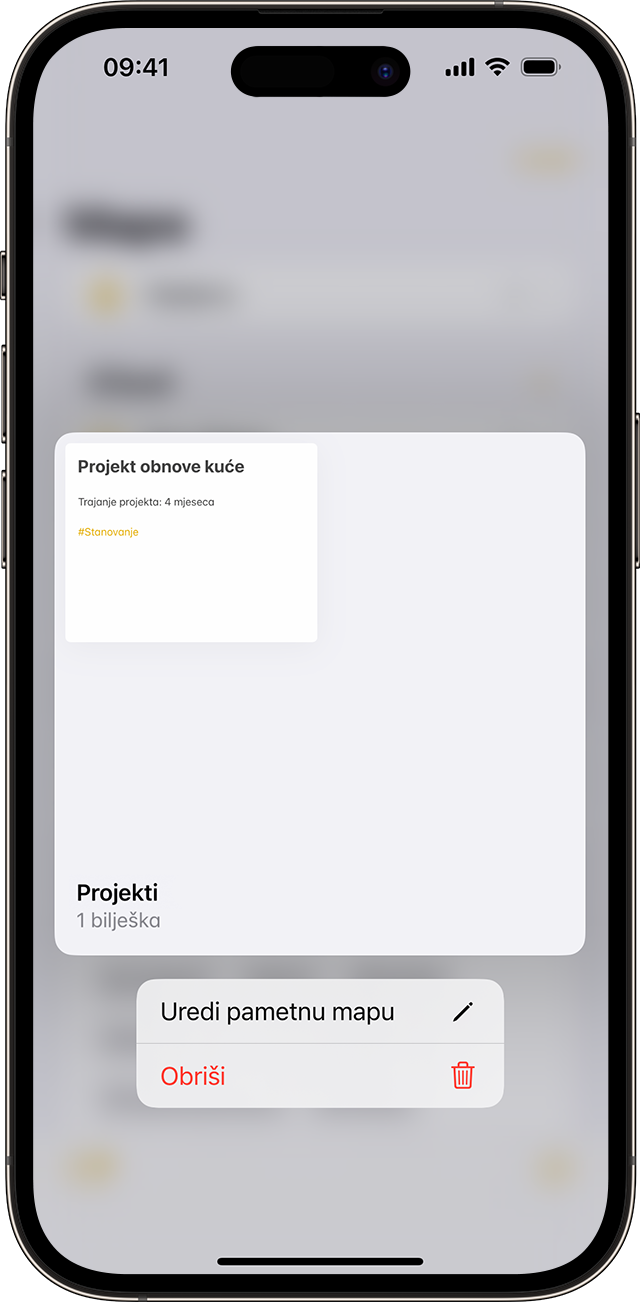 U sustavu iOS 16 naziv pametne mape možete uređivati u aplikaciji Bilješke.