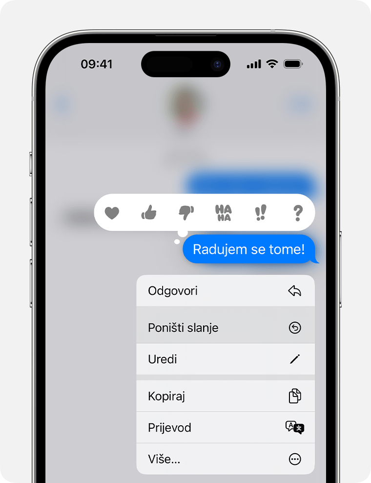 Dodirnite i držite poruku u sustavu iOS 16 ili novijoj verziji da biste vidjeli opciju Poništi slanje.