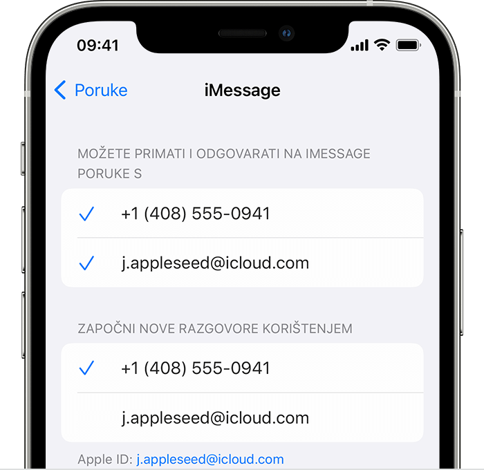 Zaslon iPhone uređaja na kojem se prikazuju postavke aplikacije iMessage