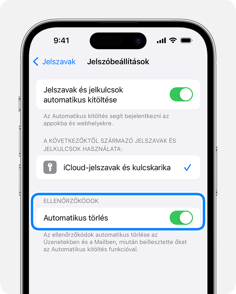 Az iOS 17-es és újabb verzióiban az Üzenetek automatikusan törölheti azokat az üzeneteket, amelyek jelszóellenőrző-kódot tartalmaznak, miután felhasználta a kódot. 