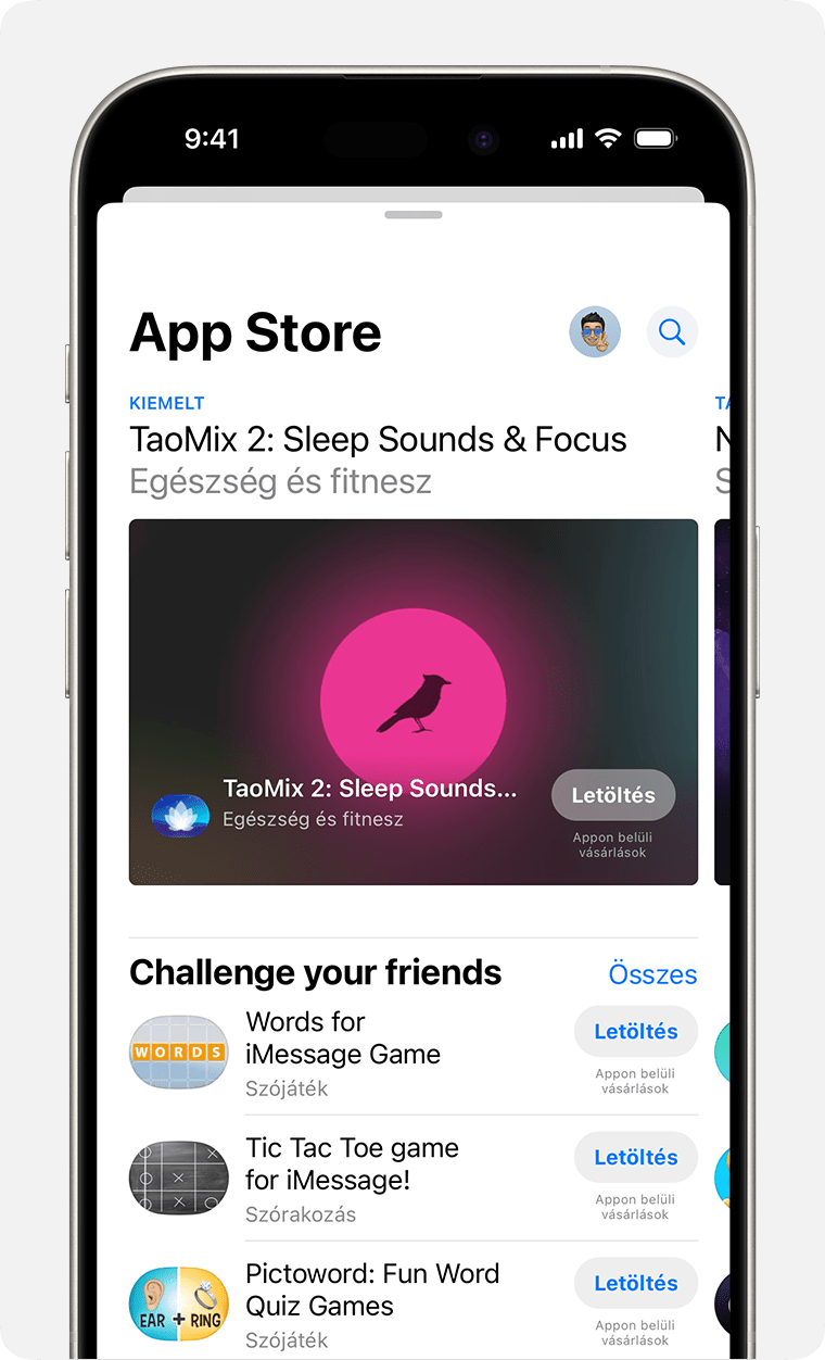 Egy iPhone, amelyen az látható, hogy hogyan kell letölteni egy iMessage-alkalmazást az App Store-ból