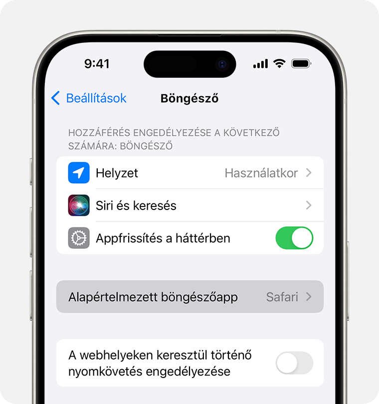 An iPhone screen showing the option to set a default browser