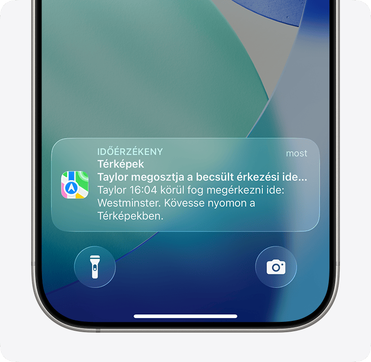 Amikor megosztja a becsült érkezési idejét a Térképekben, a megosztás címzettje egy értesítést kap.