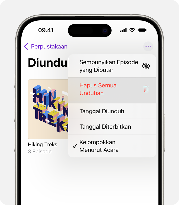 Pilihan Hapus Semua Unduhan di iPhone.