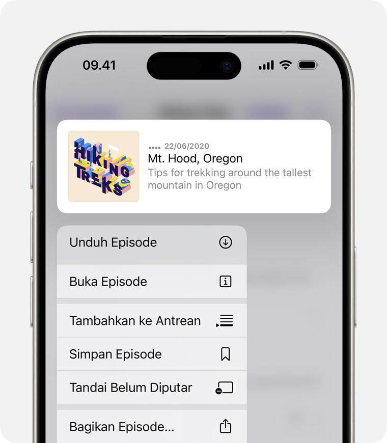 Pilihan Unduh Episode di iPhone.