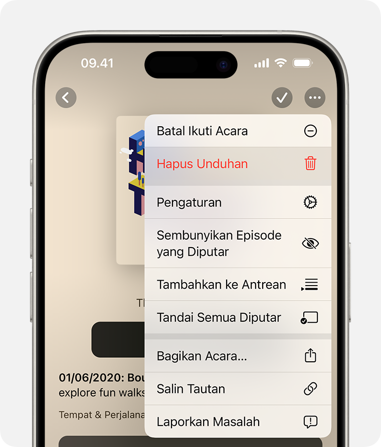 Pilihan Hapus Unduhan di iPhone.