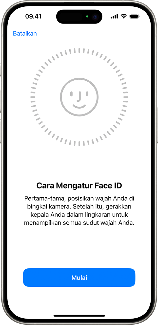 Awal proses pengaturan Face ID
